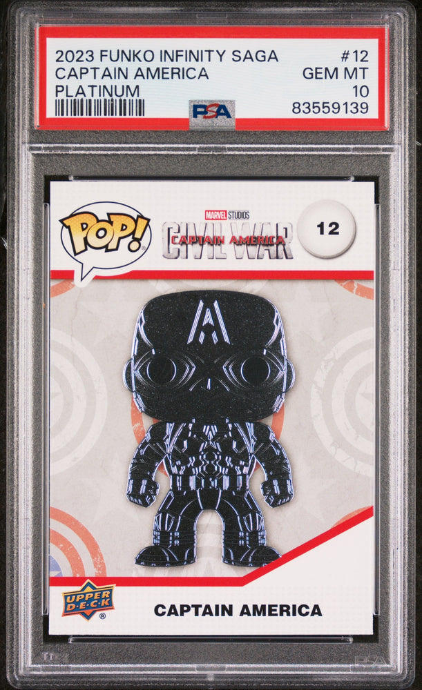 2023 UPPER DECK FUNKO POP MARVEL  CAPTAIN AMERICA PLATINUM #12  PSA 10 (Online Order Only)
