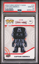 2023 UPPER DECK FUNKO POP MARVEL  CAPTAIN AMERICA PLATINUM #12  PSA 10 (Online Order Only)