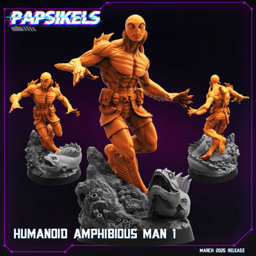 3D Printed Papsikels Humanoid Amphibious Man MARCH 2025 CYBERPUNK 28mm 32mm (Online Only)