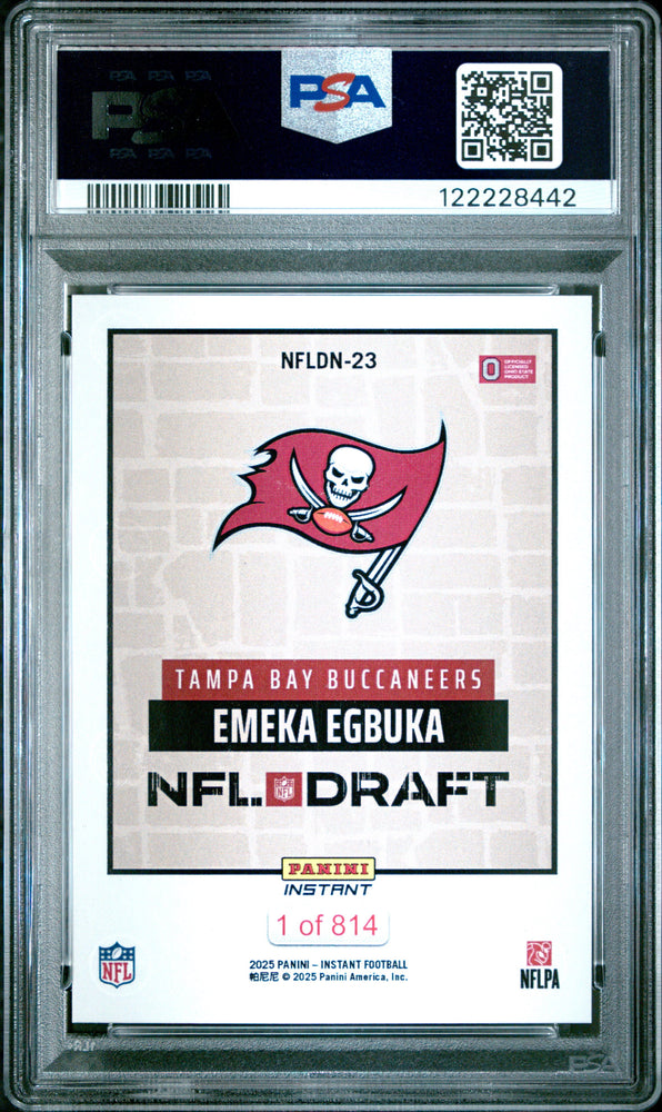 Graded 2025 Panini Instant Emeka Egbuka #NFLDN23 NFL Draft Night Rookie RC Football Card PSA 10 Gem Mint (ONLINE ORDER ONLY)