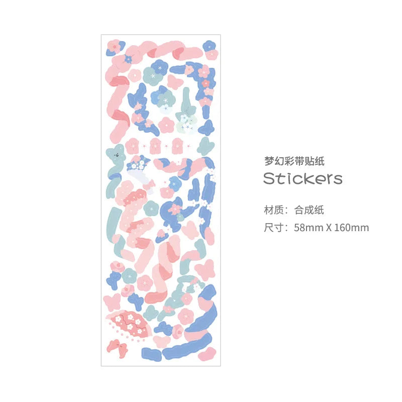 Cute Pink Purple Ribbon Stickers DIY Scrapbooking Phone Stickers Diary Album Decoration Stick Label Kawaii Stationery (Online Order Only)