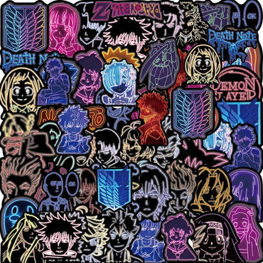10/30/50PCS Neon Light Anime Stickers Mix Jujutsu Kaisen Hunter×Hunter Stickers DIY Car Phone Laptop Bike Toy Sticker for Kids (Online Order Only)