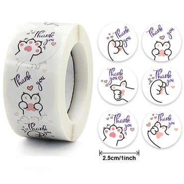 100-500pcs Cartoon Thank You Seal Sticker New Style Festival Manual Diy Decorate Sealing Sticker Thank You Label (ONLINE ORDER ONLY)