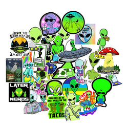 10/30/50PCS Alien UFO Anime Stickers Laptop Guitar Luggage Fridge Phone Bike Waterproof Graffiti Sticker Decal Kid Classic Toys (ONLINE ORDER ONLY)