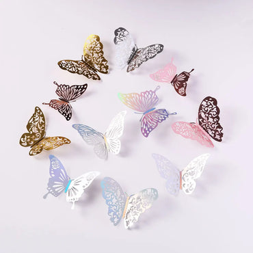 12 Colorful 3D Silver Butterfly Wall Stickers Home Decor (ONLINE ORDER ONLY)