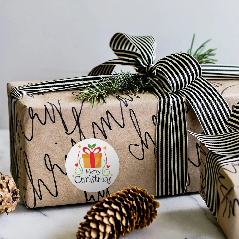 100-500Pcs White Merry Christmas Label Stickers for Card Gift Package Wrapping Festival Party Baking Small Business 1inch (Online Order Only)