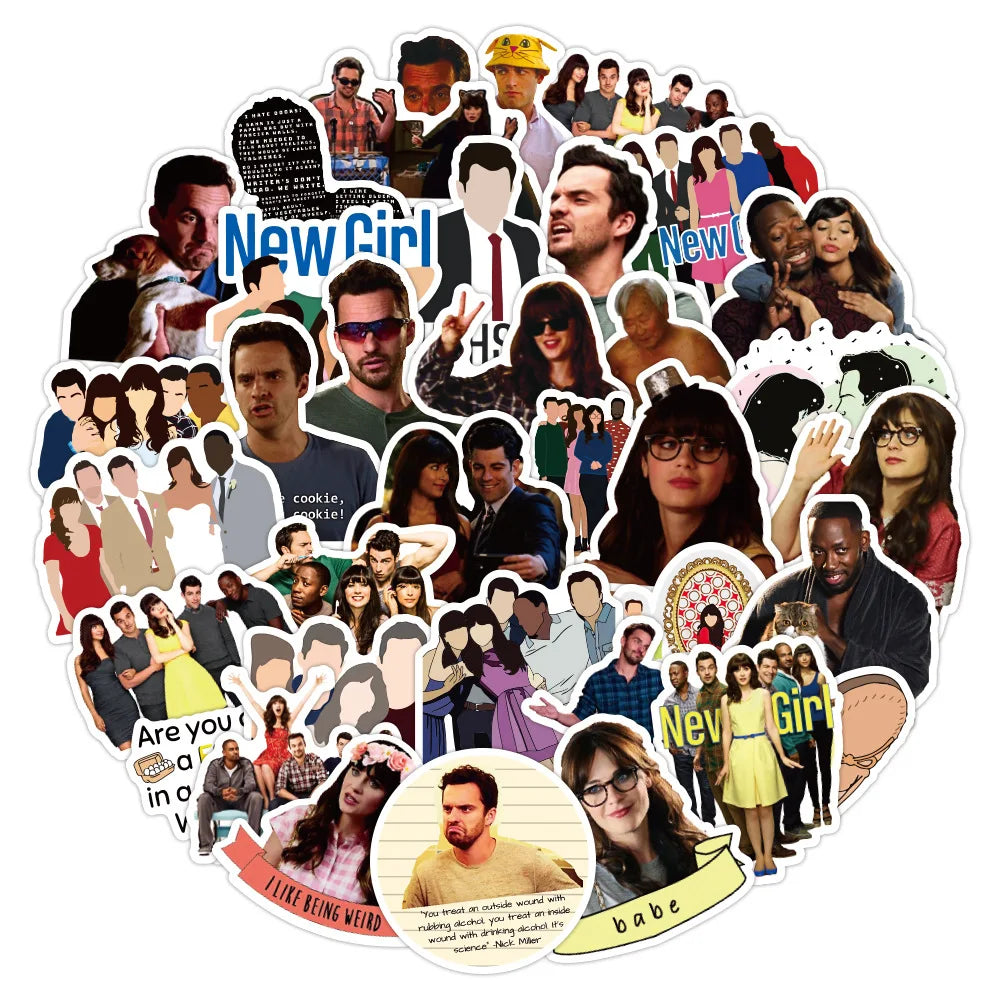 10/30/50PCS TV Show New Girl Sticker Packs (ONLINE ORDER ONLY)