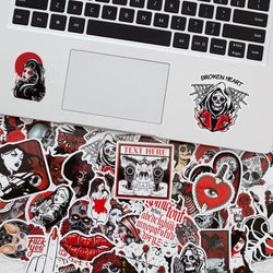 10/30/50pcs Punk Horror Gothic Graffiti Stickers Kids Toy Decals Laptop Phone Luggage Skateboard Car Cool Waterproof Sticker (ONLINE ORDER ONLY)