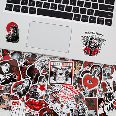 10/30/50pcs Punk Horror Gothic Graffiti Stickers Kids Toy Decals Laptop Phone Luggage Skateboard Car Cool Waterproof Sticker (ONLINE ORDER ONLY)