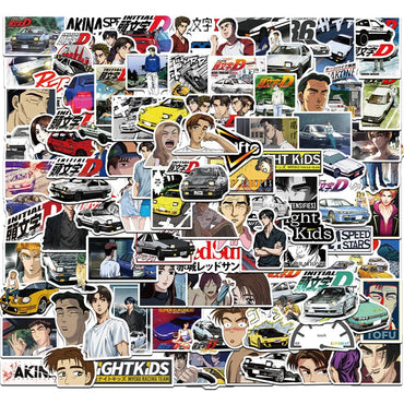 Anime Initial D Stickers - Waterproof, Cool, 10/30/50/100PCS for Skateboard, Laptop, Phone, Bike, Car, Luggage (Online Order Only)
