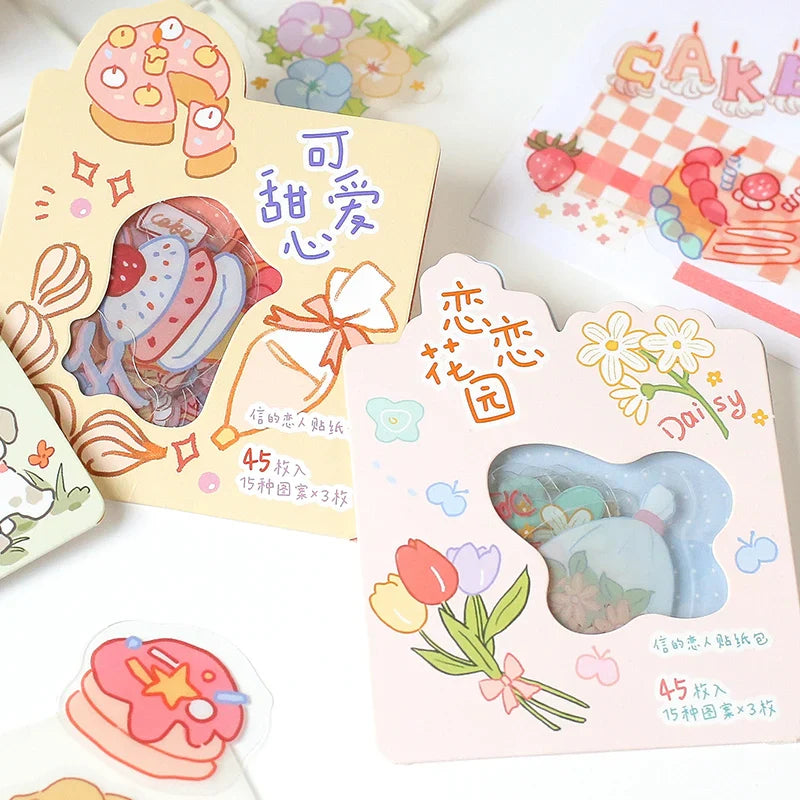 45pcs/pack Cute Flower Ribbon Decorative Stationery Stickers kawaii dog Scrapbooking DIY Diary Album Stick Lable (Online Order Only)