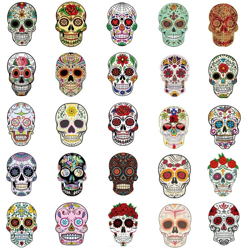 10/30/50PCS Colorful Skull Skeleton Funny Stickers DIY Car Motorcycle Luggage Phone Guitar Laptop Waterproof Joke Toy Sticker (ONLINE ORDER ONLY)