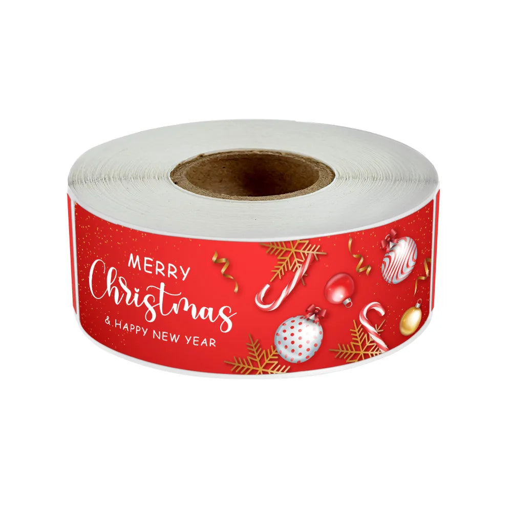 120pcs/roll Merry Christmas Stickers Cute Santa Claus Xmas Tree Thank You Labels For Gift Box Present Sealing Package Decoration (Online Order Only)