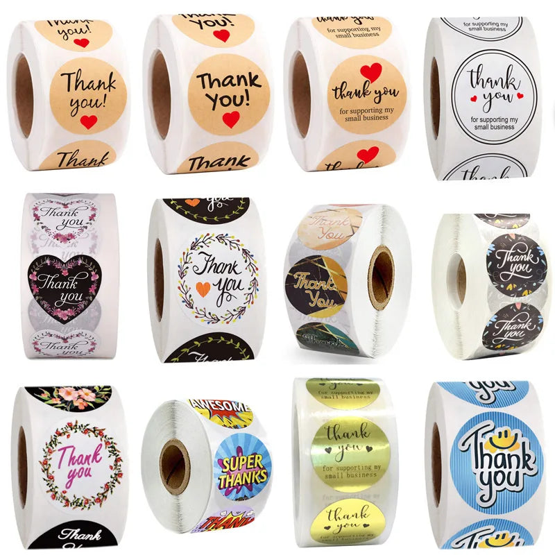 500 Labels Per Roll Thank You Sticker For Seal Label Scrapbooking Christmas Sticke Decoration Sticker Stationery Sticker (ONLINE ORDER ONLY)