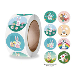 500 Pcs New Roll Cute Rabbit Easter Egg Theme Sticker Holiday Gift Decoration Sticker (ONLINE ORDER ONLY)