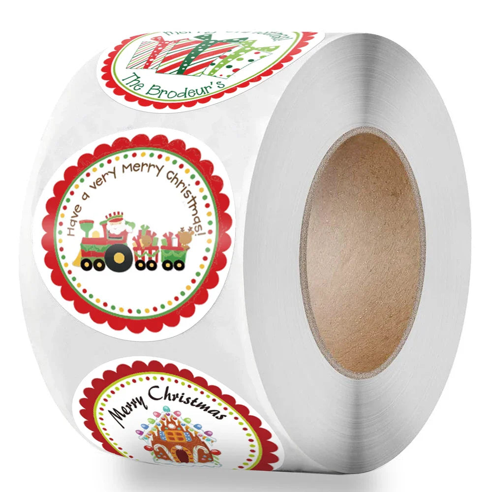 100-500Pcs New 1 Inch Christmas Theme Seal Labels Stickers For DIY Gift Baking Package Envelope Stationery Decoration (ONLINE ORDER ONLY)