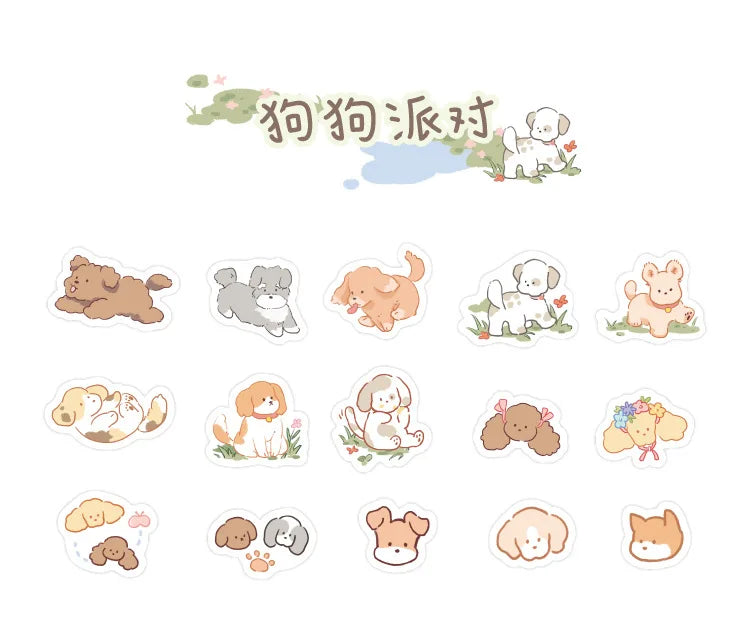 45pcs/pack Cute Flower Ribbon Decorative Stationery Stickers kawaii dog Scrapbooking DIY Diary Album Stick Lable (Online Order Only)