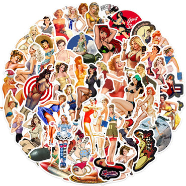10/30/50pcs Hot World War II Sexy Pin up Girl Poster Stickers Bomb DIY Laptop Motorcycle Luggage Skateboard Decal Sticker (Online Order Only)