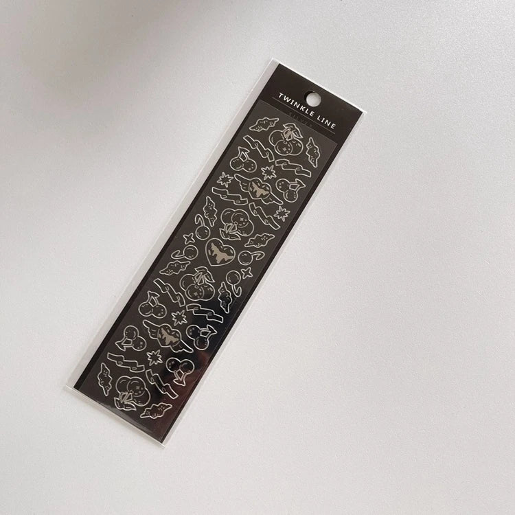 Gold Silver Butterfly Heart Cherry Series Stickers Korea Ins Hand Account Creative DIY Deco Material Stickers Stationery (ONLINE ORDER ONLY)