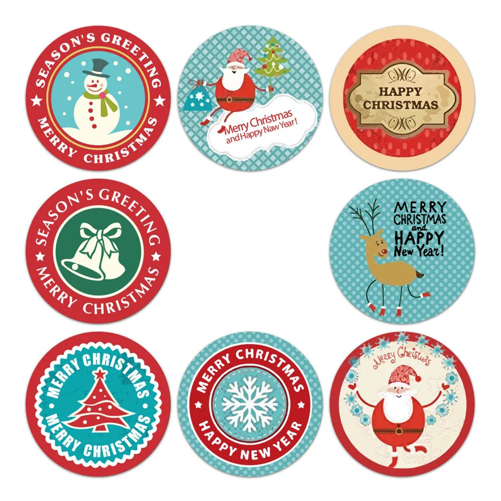 100-500pcs Merry Christmas Handmade Sticker Card Box Package Thank You Seal Label Wedding Party Supplies (Online Order Only)