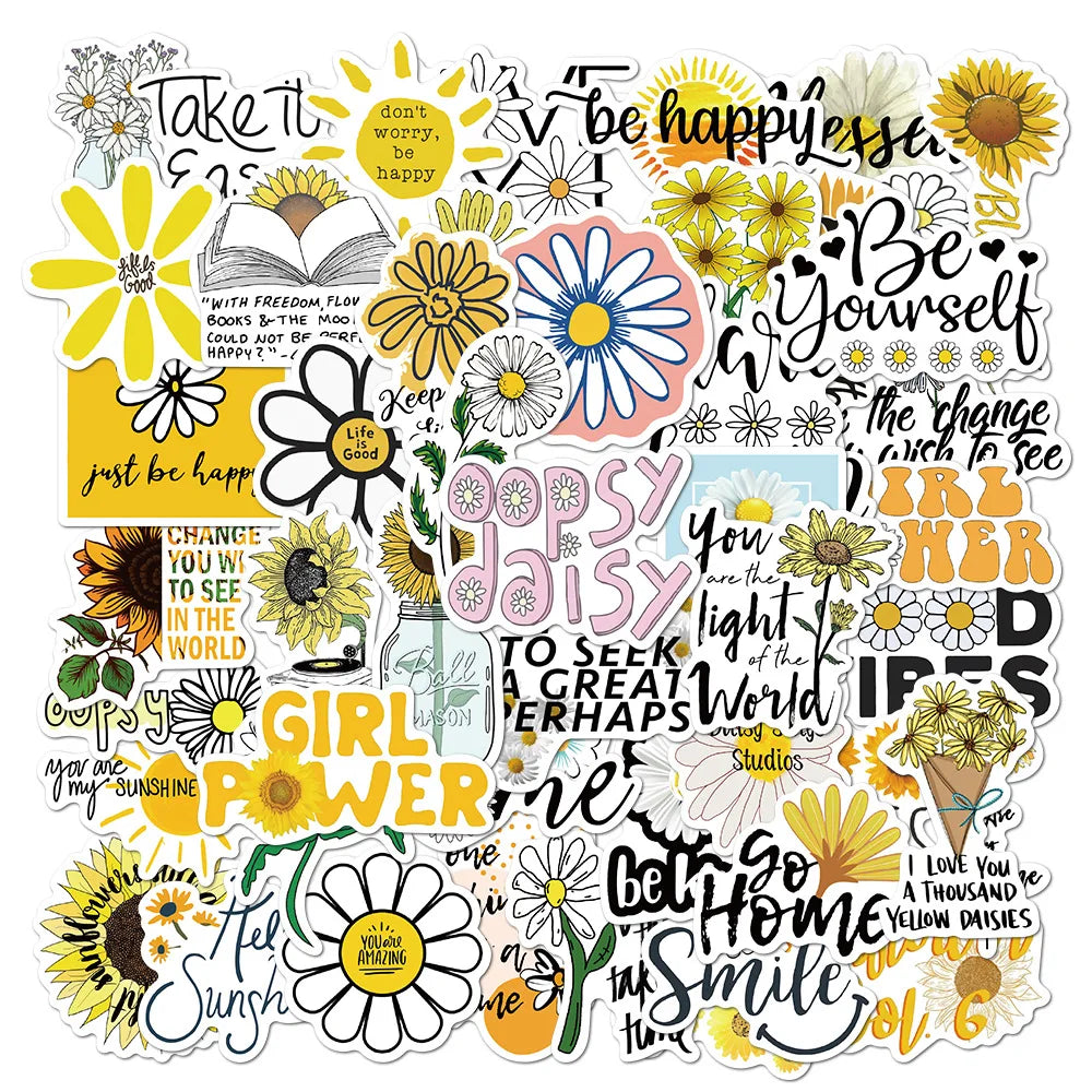 Motivational Daisy Stickers Waterproof Decals for Motorcycle Luggage Skateboard (Online Order Only)