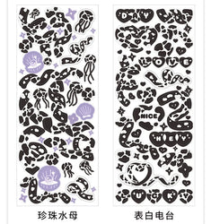Kawaii Black White Cow Ribbon Stickers DIY Craft Scrapbooking Stick Label  Album Journal Planner Stationery Sticker (ONLINE ORDER ONLY)