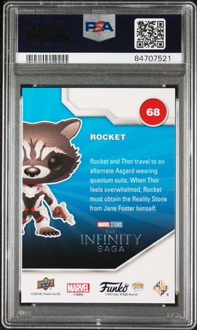 2023 UPPER DECK FUNKO POP MARVEL  ROCKET PLATINUM #68  PSA 10 (Online Order Only)