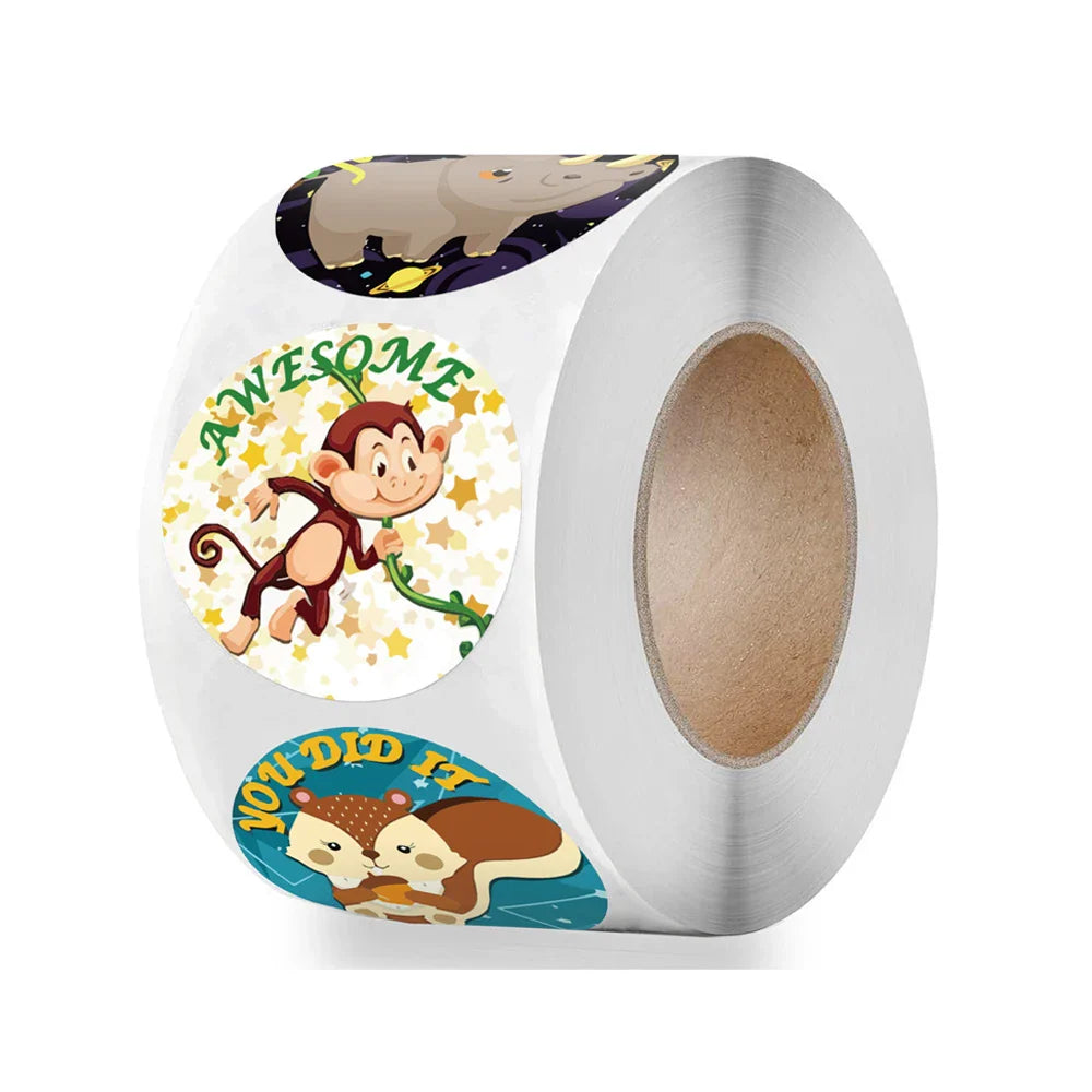 100-500pcs 1inch Reward Stickers Encouragement Sticker for Kids Motivational Stickers with Cute Animals for Students Teachers (Online Order Only)