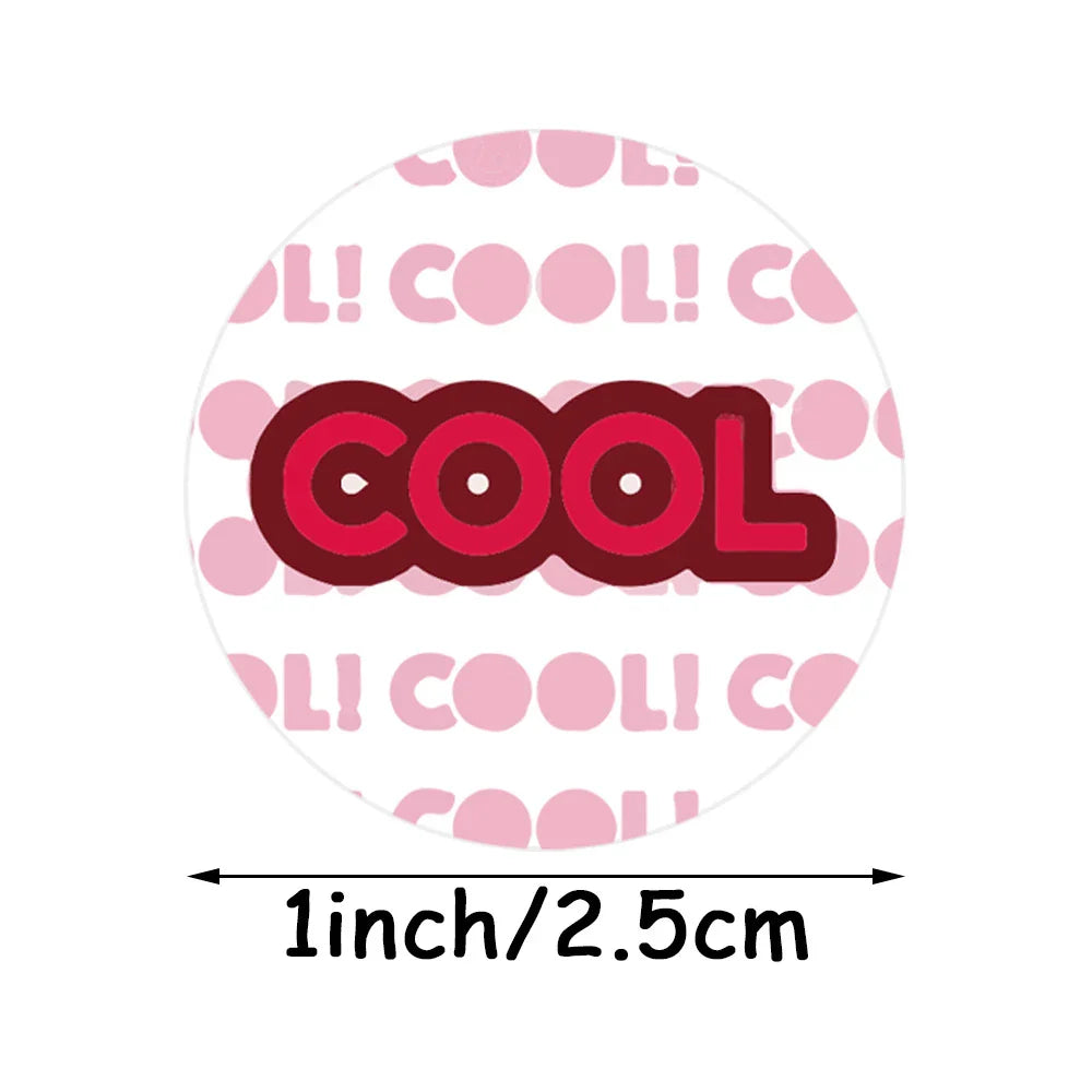 8 Designs Cute Stickers English Reward Sticker 100-500pcs/roll 1 inch for Encourage Children Girls Boys School Teacher Supplies (ONLINE ORDER ONLY)