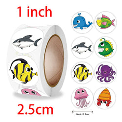 500/1000pcs Reward Stickers Children Kids Cartoon Zoo Farm Ocean Animals Learnging Euducation Scrapbook Sticker Roll Labels Gift (ONLINE ORDER ONLY)