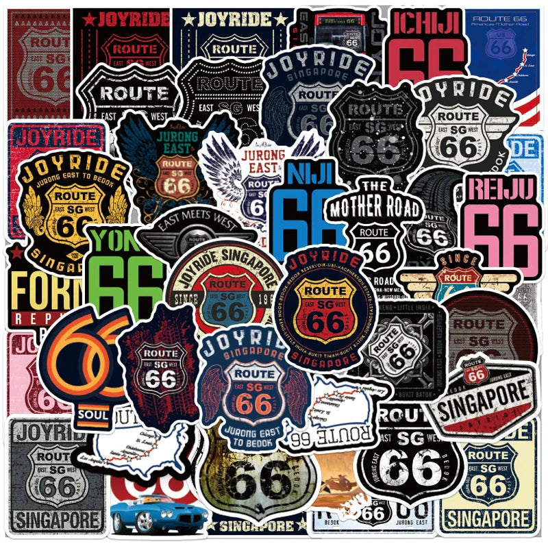 10/30/50PCS Route 66 the Main Street of America Sticker Packs (ONLINE ORDER ONLY)