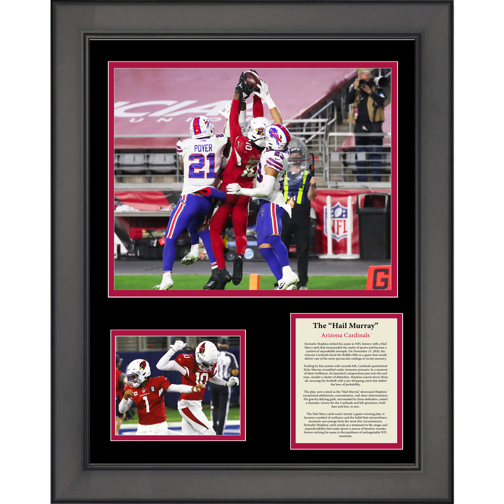 Framed The  Hail Murray  Kyler Murray & DeAndre Hopkins Catch Arizona Cardinals Football 11"x14" Three Photo Collage (ONLINE ORDER ONLY)