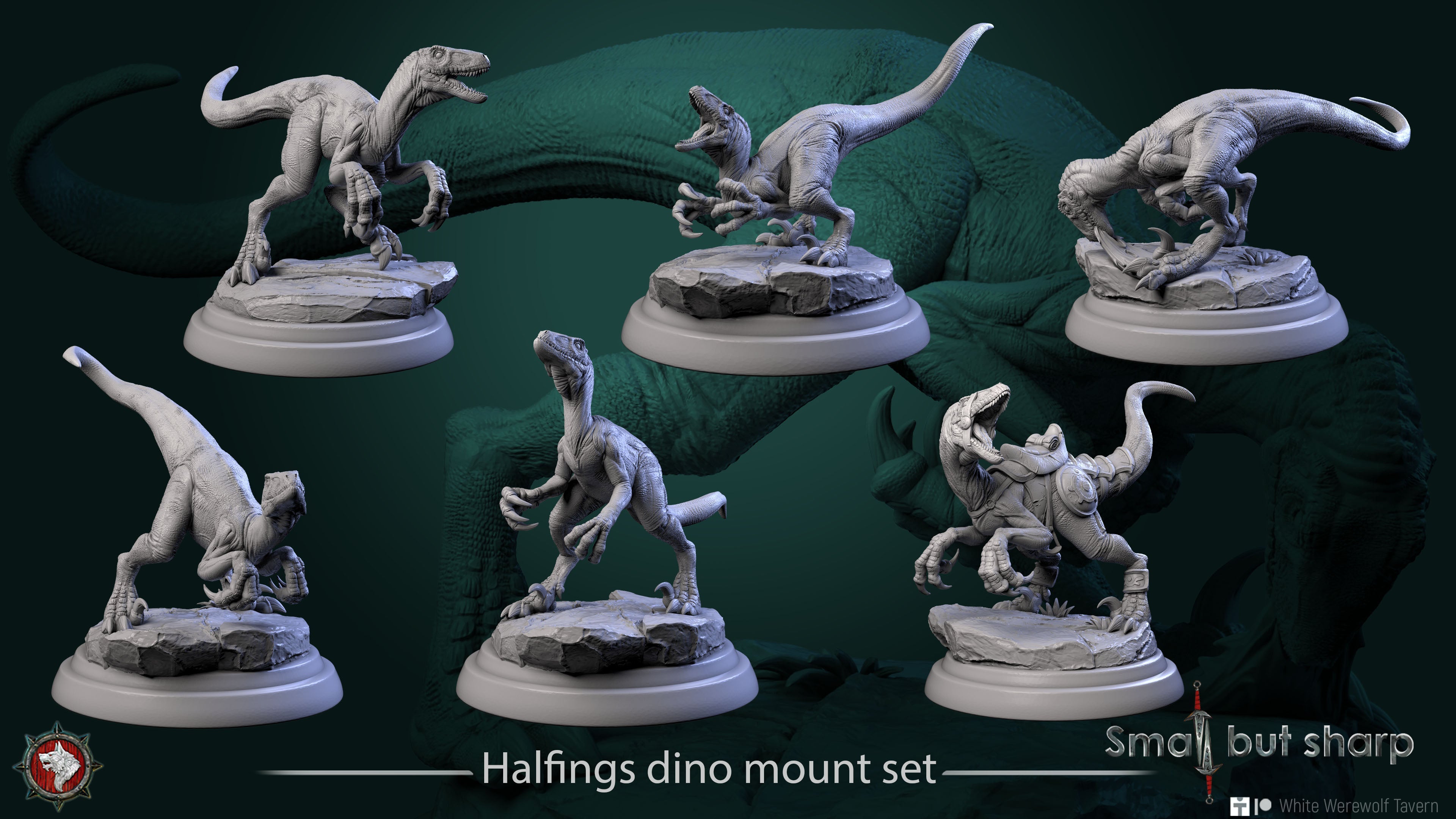 Halfling Dino Mount Set – Dinosaur Beast Miniatures (ONLINE ORDER ONLY)