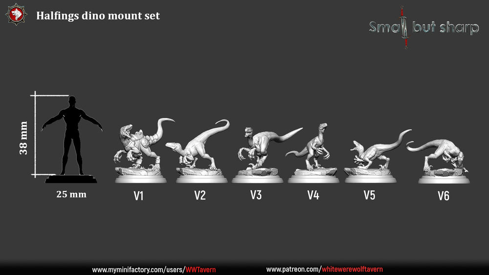 Halfling Dino Mount Set – Dinosaur Beast Miniatures (ONLINE ORDER ONLY)