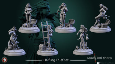 Halfling Thieves Set – Halfling Female Rogues Miniatures & Bust (ONLINE ORDER ONLY)