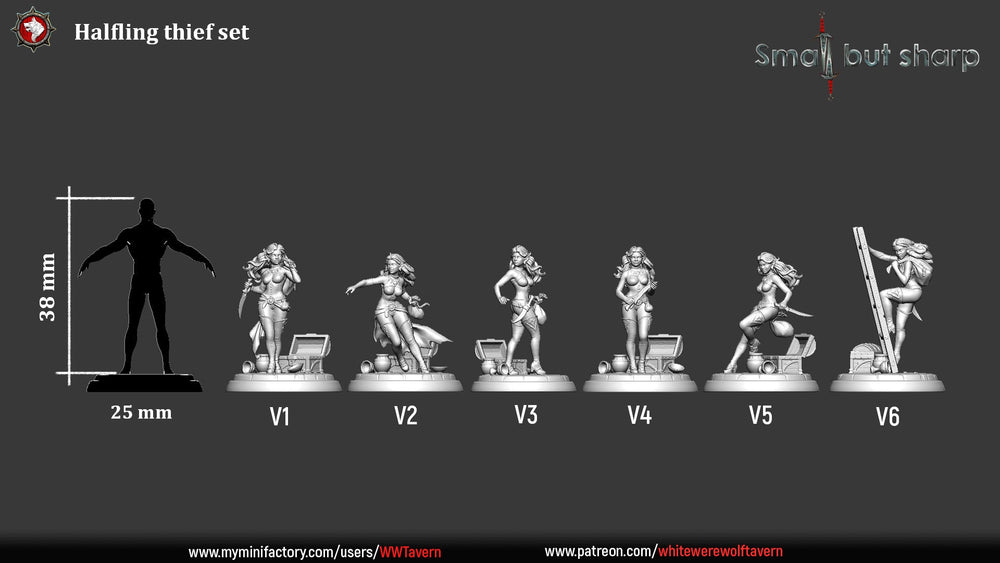 Halfling Thieves Set – Halfling Female Rogues Miniatures & Bust (ONLINE ORDER ONLY)