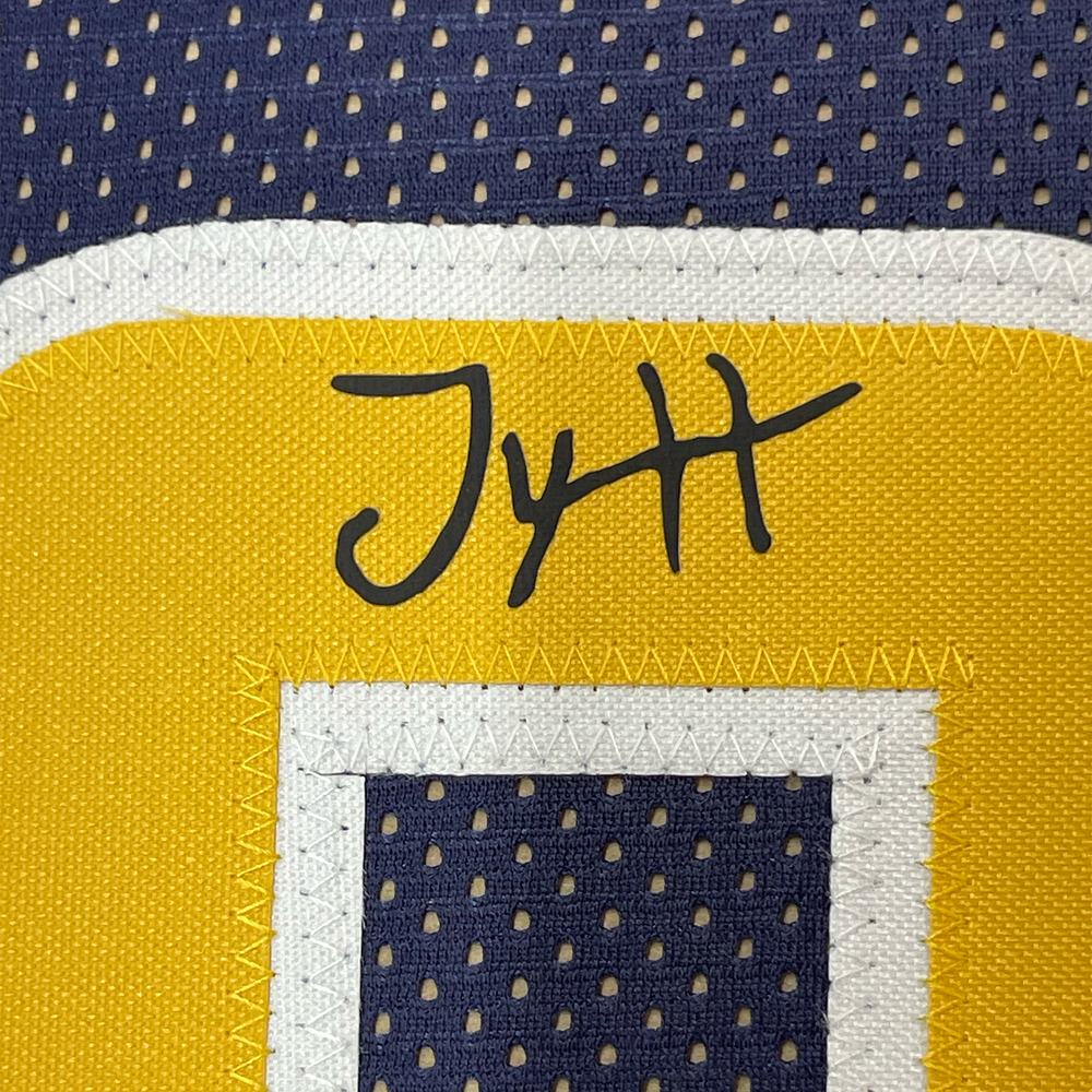 Framed Facsimile Autographed Tyrese Haliburton 35x39 Indiana Blue Reprint Laser Auto Basketball Jersey (ONLINE ORDER ONLY)