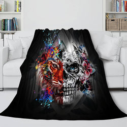 Halloween Decoration Skeleton Skull Bed Blanket Flannel Blanket Sets (Online Order Only)
