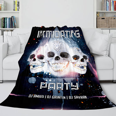 Halloween Decoration Skeleton Skull Bed Blanket Flannel Blanket Sets (Online Order Only)