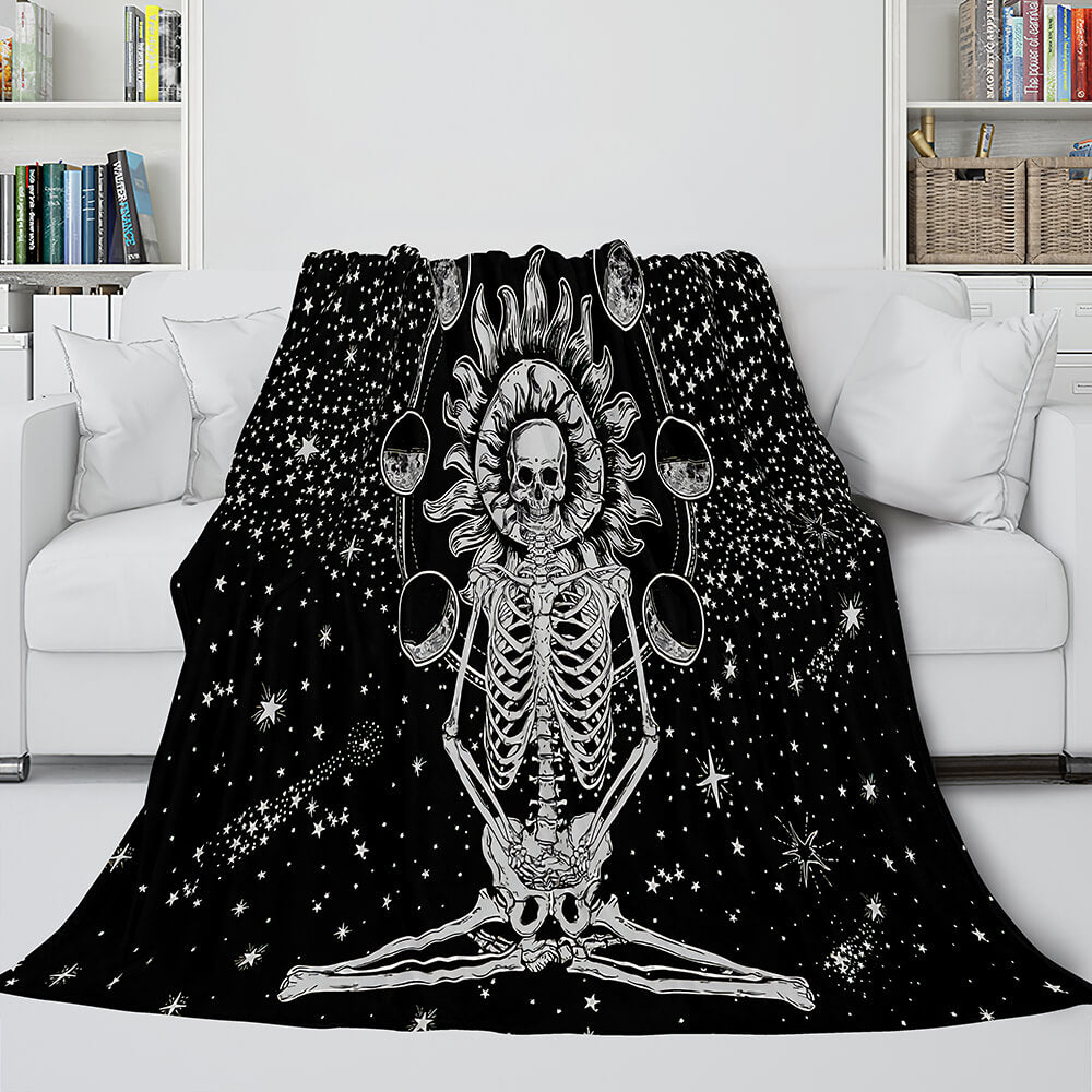Halloween Decoration Skeleton Skull Bed Blanket Flannel Blanket Sets (Online Order Only)