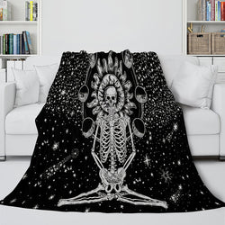 Halloween Decoration Skeleton Skull Bed Blanket Flannel Blanket Sets (Online Order Only)