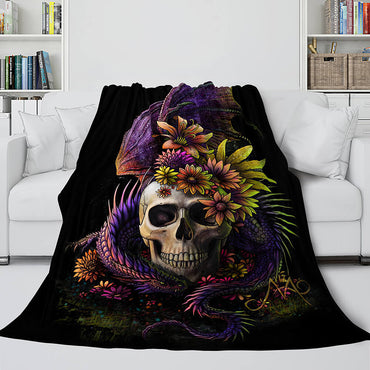 Halloween Decoration Skeleton Skull Bed Blanket Flannel Blanket Sets (Online Order Only)