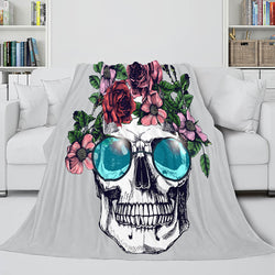 Halloween Decoration Skeleton Skull Bed Blanket Flannel Blanket Sets (Online Order Only)