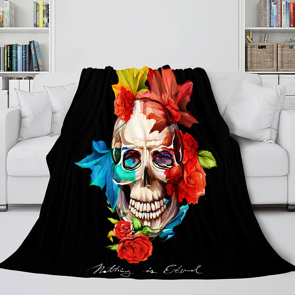 Halloween Decoration Skeleton Skull Bed Blanket Flannel Blanket Sets (Online Order Only)