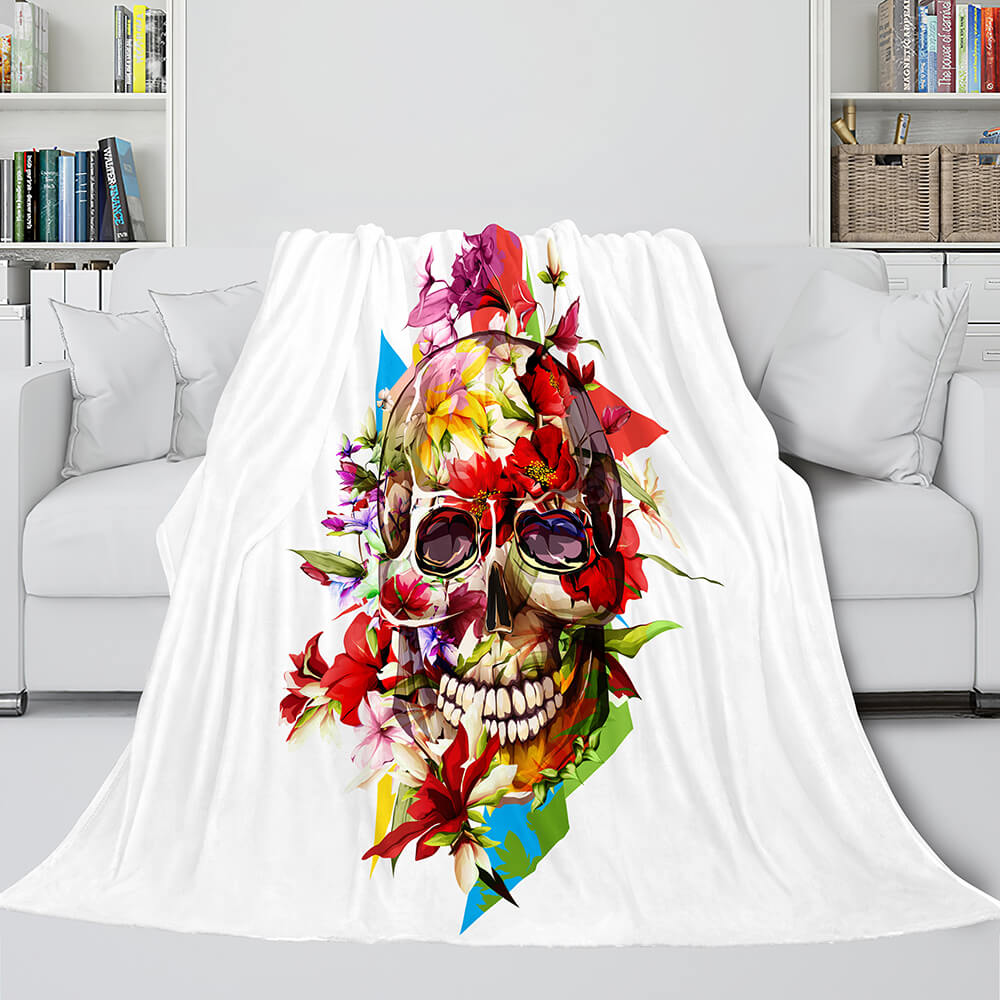 Halloween Decoration Skeleton Skull Bed Blanket Flannel Blanket Sets (Online Order Only)