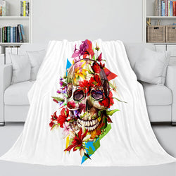 Halloween Decoration Skeleton Skull Bed Blanket Flannel Blanket Sets (Online Order Only)