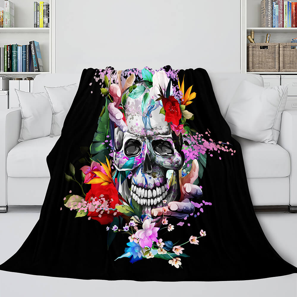 Halloween Decoration Skeleton Skull Bed Blanket Flannel Blanket Sets (Online Order Only)