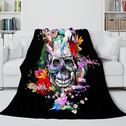 Halloween Decoration Skeleton Skull Bed Blanket Flannel Blanket Sets (Online Order Only)