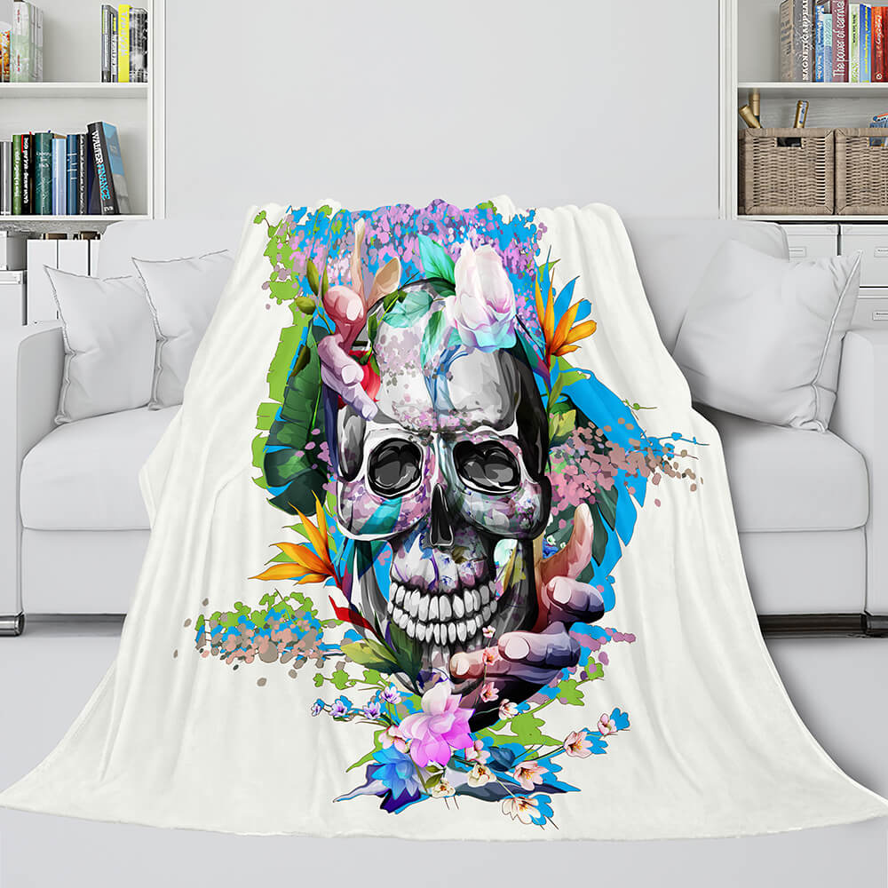 Halloween Decoration Skeleton Skull Bed Blanket Flannel Blanket Sets (Online Order Only)