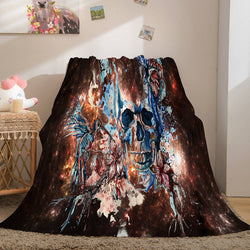 Halloween Horror Skull Flannel Fleece Blanket Skeleton Throw Blanket (Online Order Only)
